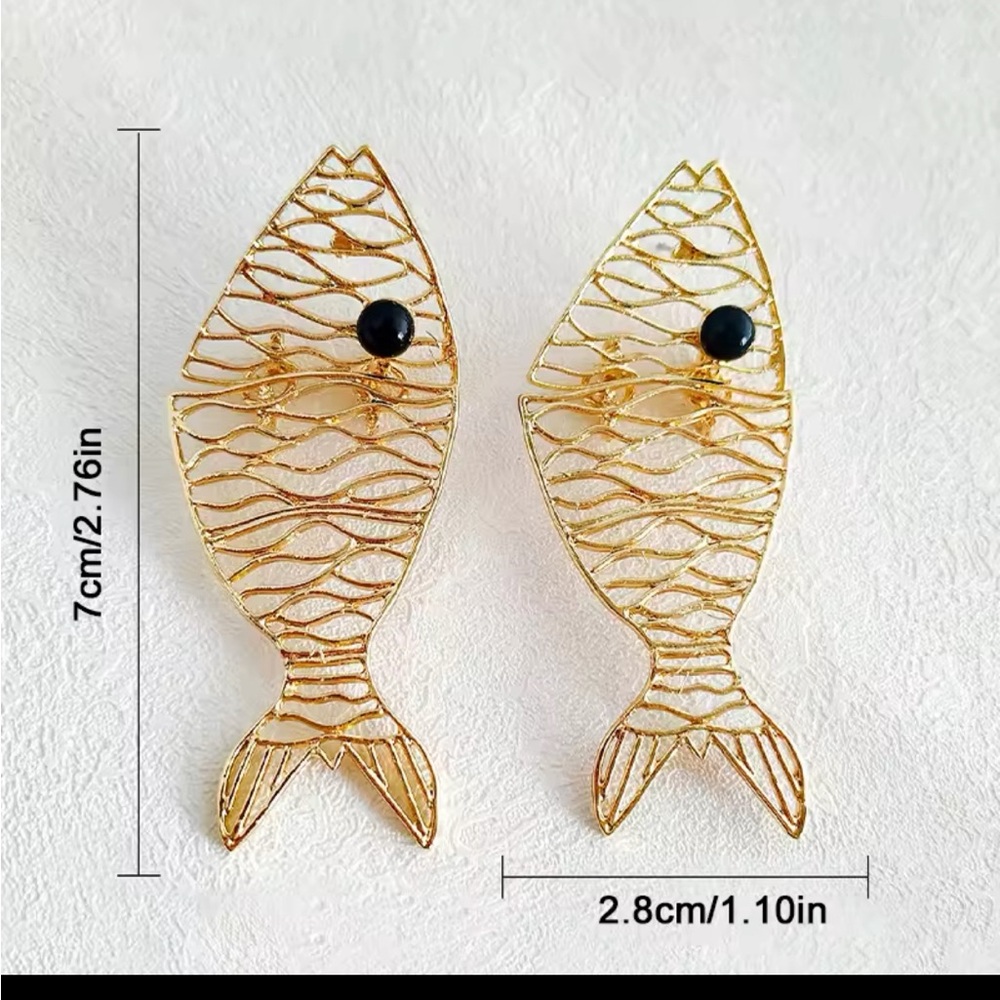 zara gold fish earrings